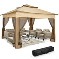 11x11ft Pop Up Gazebo Pavilion With Mosquito Netting Outdoor Canopy Tent With Carry Bag