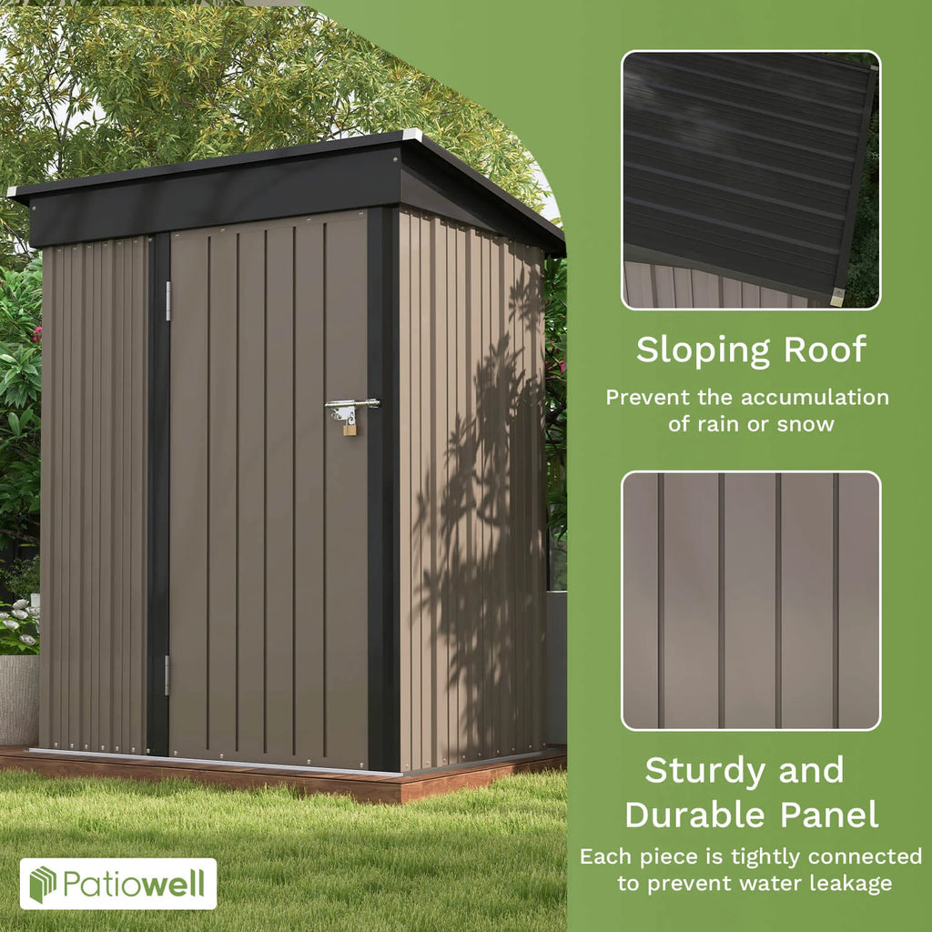 5x3 FT Outdoor Storage Shed, Tool Shed with Sloping Roof and Lockable Door