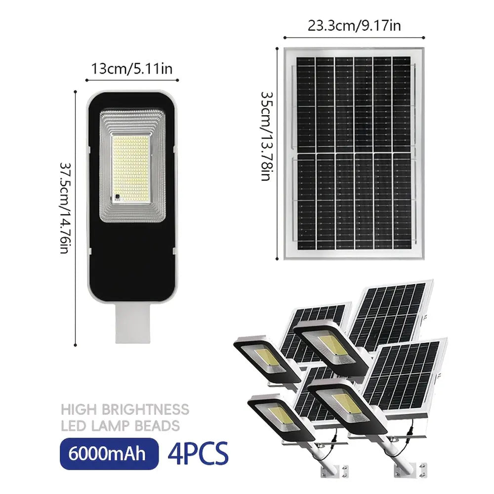 4 sets of outdoor waterproof 6000mAh solar street lamps.