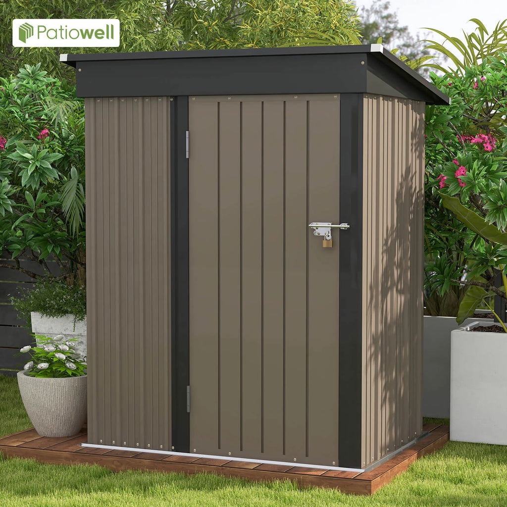 5x3 FT Outdoor Storage Shed, Tool Shed with Sloping Roof and Lockable Door