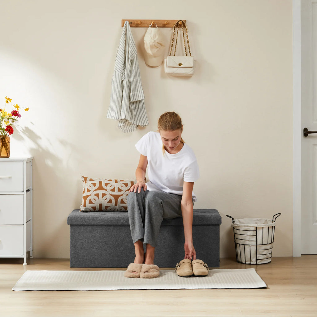 Folding Storage Ottoman Bench Hidden Storage Footstool Toy Box