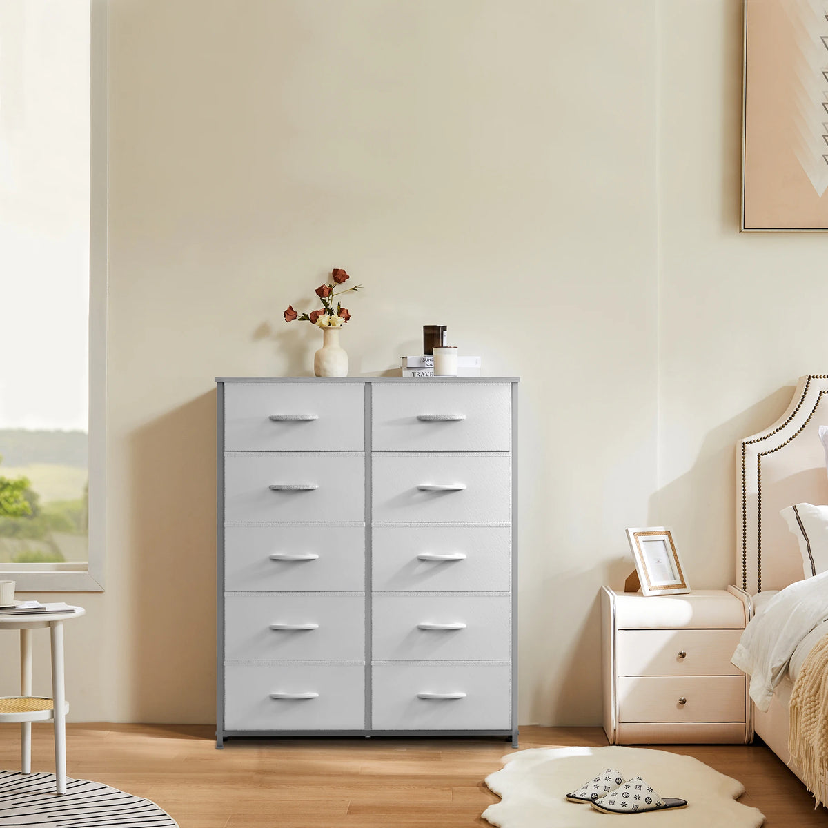 Wardrobes For Bedroom With 5/7/10 White Lover Fabric Drawers Chest Wardrobe Closet For Storage Cabinet Bedroom Of Furniture