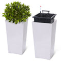 2pcs Outdoor Indoor Planter Pots, High Front Porch Planter Pots with Drainage Holes Auto Watering
