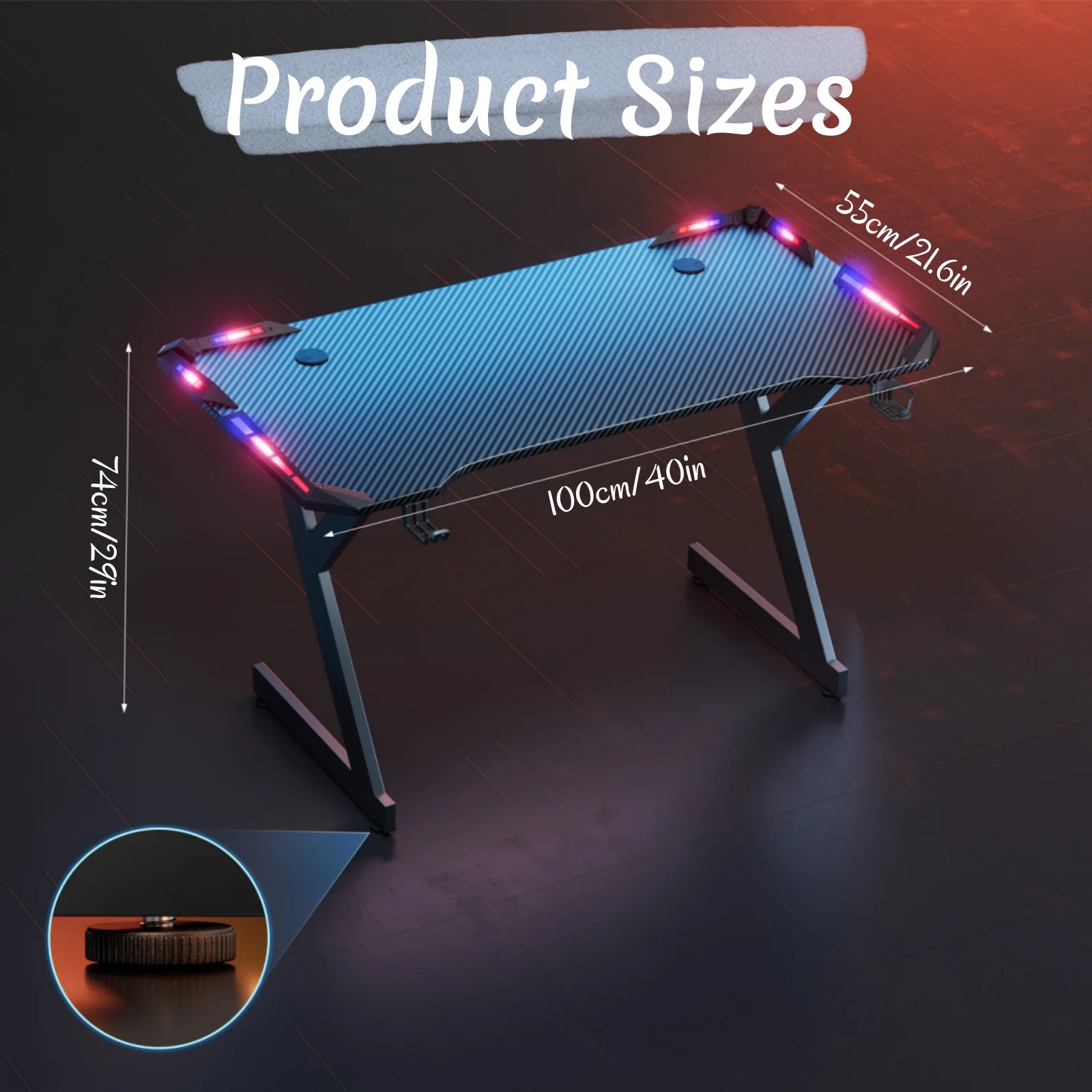 Gaming Desk with RGB LED Lights