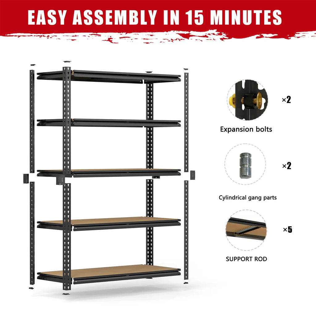 2000LBS Garage Shelving 5 Tier Storage Shelves , Adjustable Metal Shelving Unit