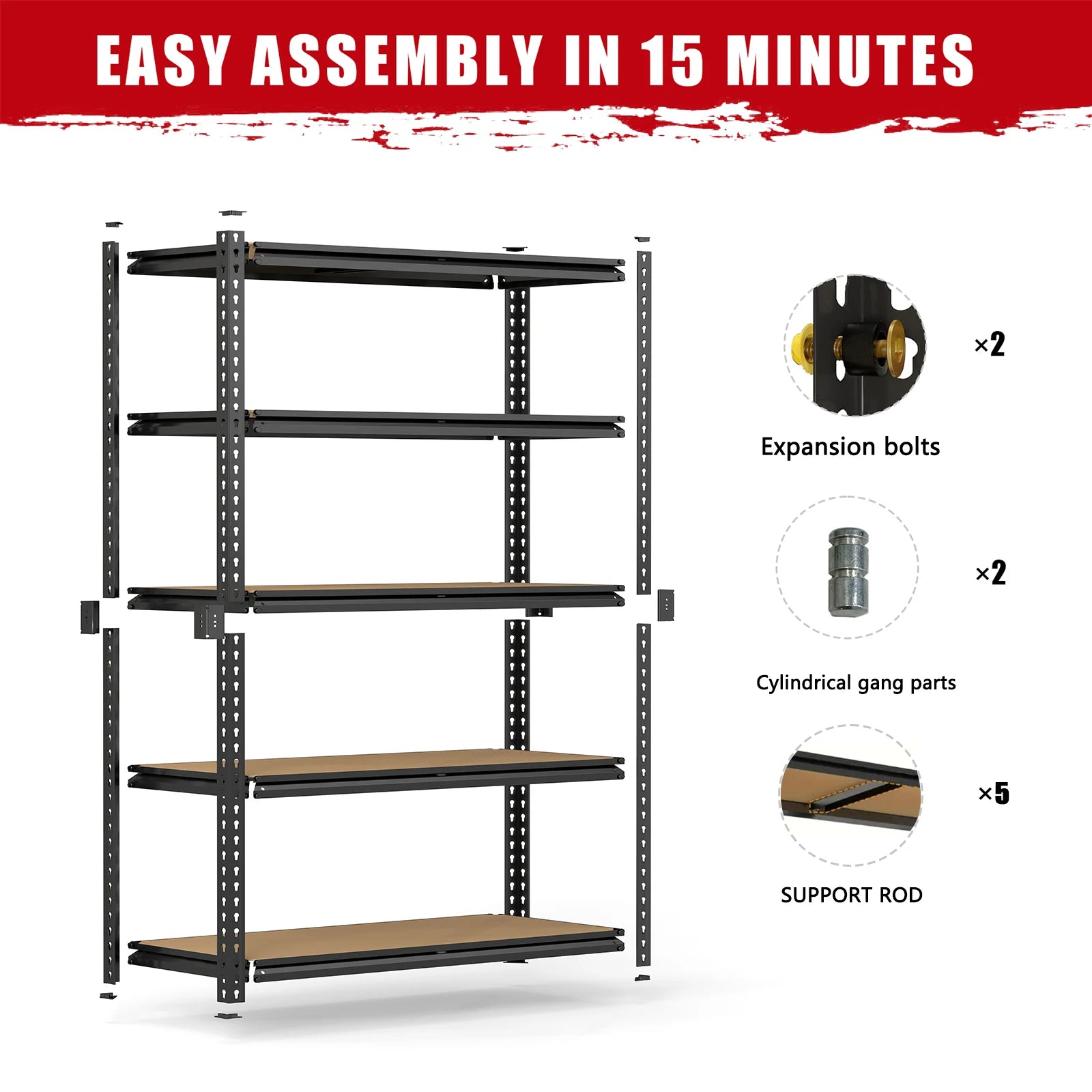2000LBS Garage Shelving 5 Tier Storage Shelves , Adjustable Metal Shelving Unit