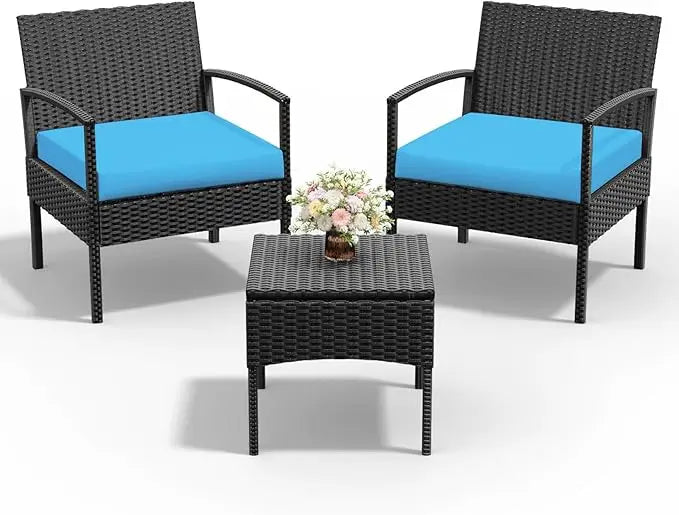 4 Piece Outdoor Wicker Conversation Furniture Set