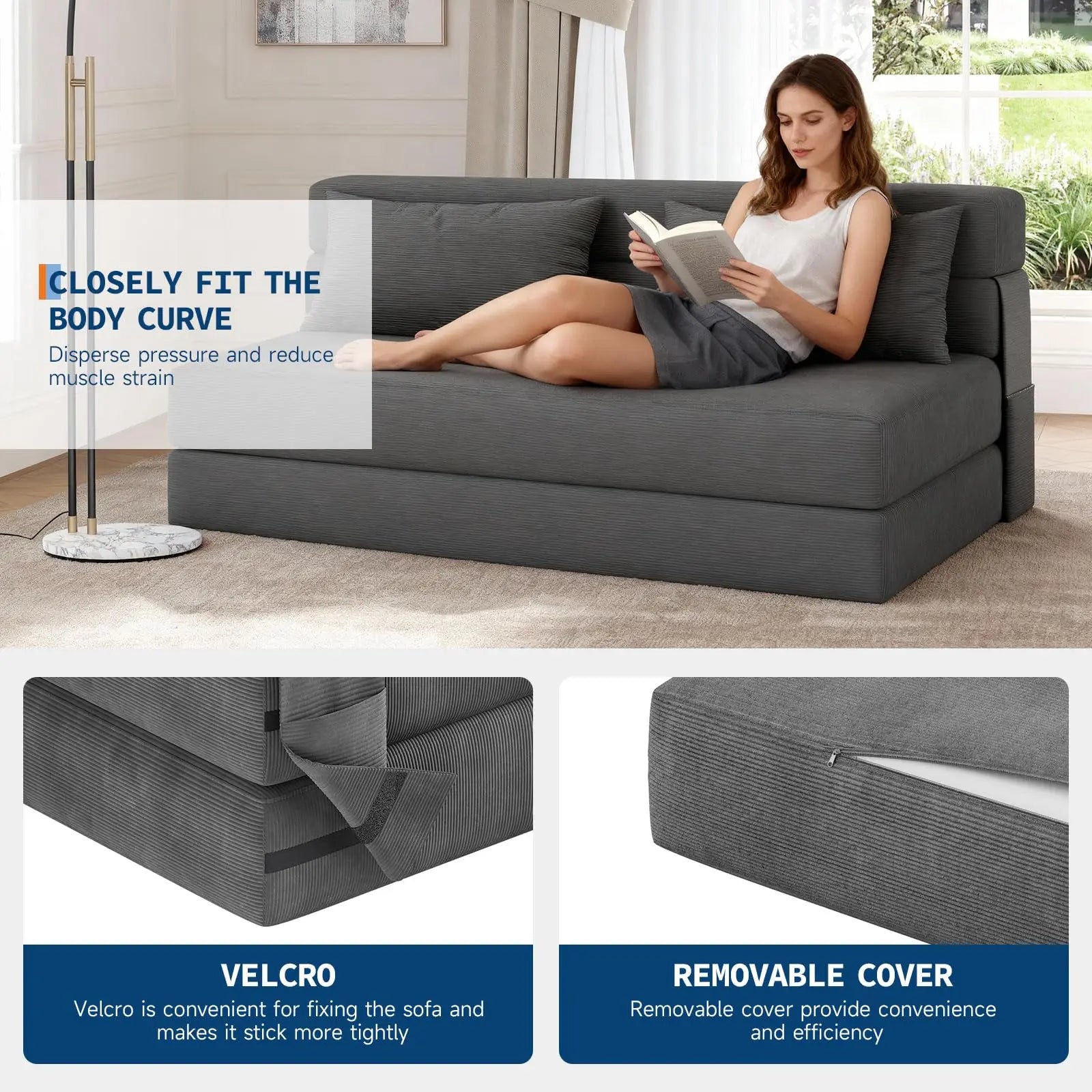 4-in-1 Folding Sofa Bed Convertible Sleeper Loveseat Couch