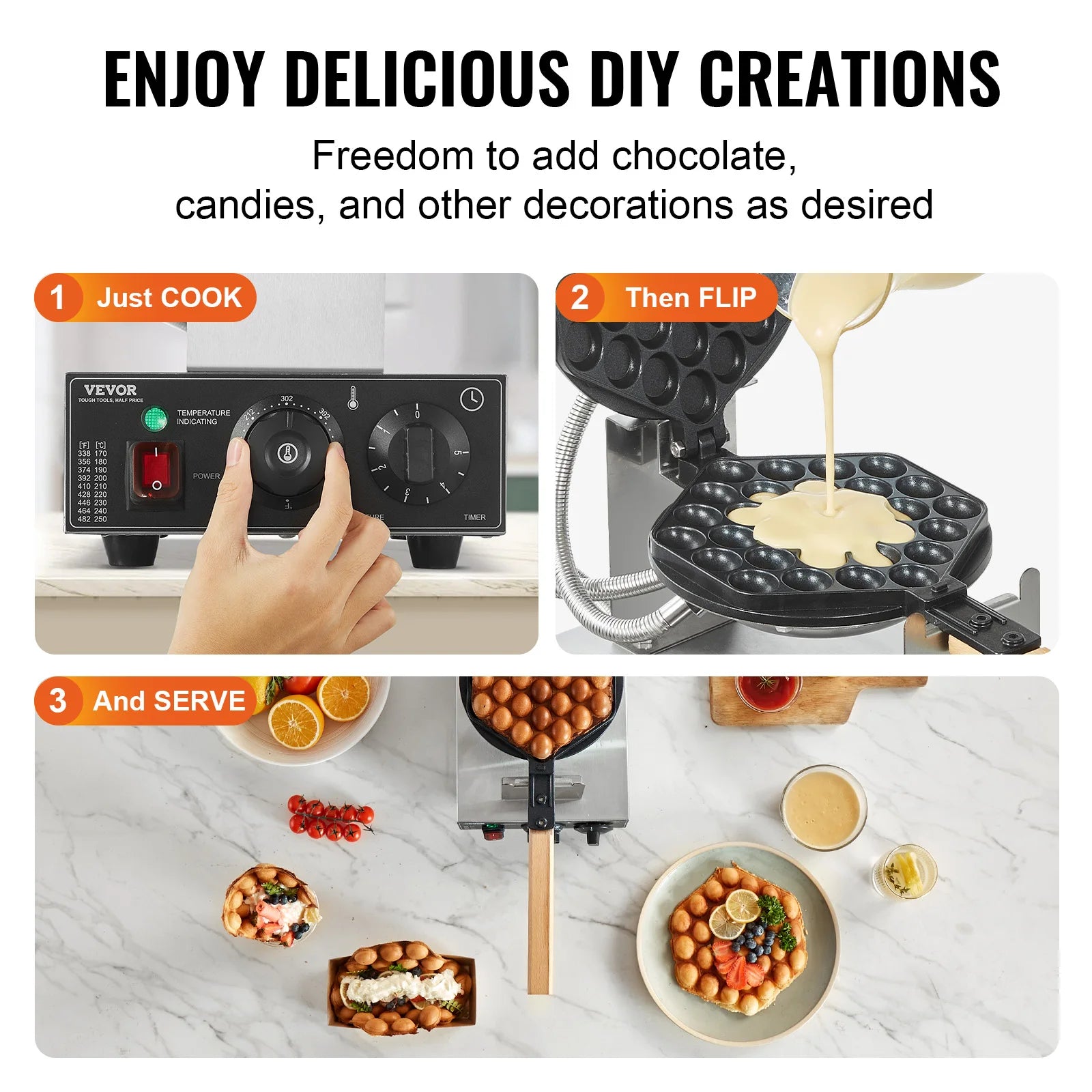 Commercial Waffle Maker 1400W Non-Stick