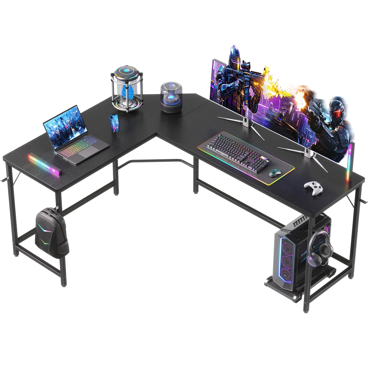 66 Inch L Shaped Corner Computer Desk With Iron Hook X-type Stable Structure Larger Gaming Office Table