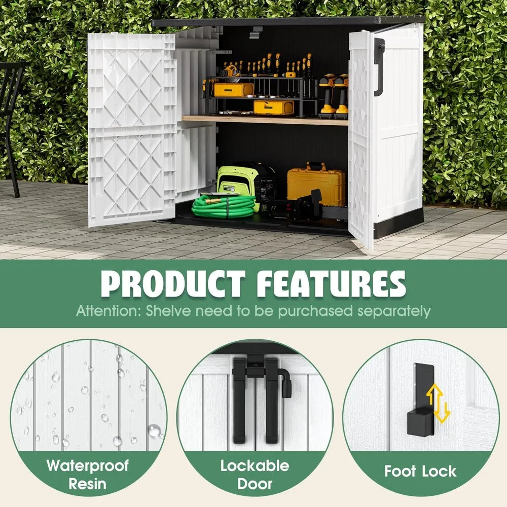 36 Cu Ft Outdoor Storage Shed with Lockable Doors, Waterproof