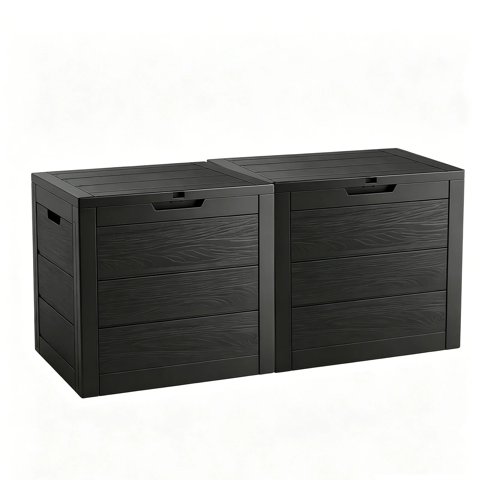 70 Gallon Outdoor Deck Storage Box, Waterproof Wood Grain Resin Patio Storage Bench