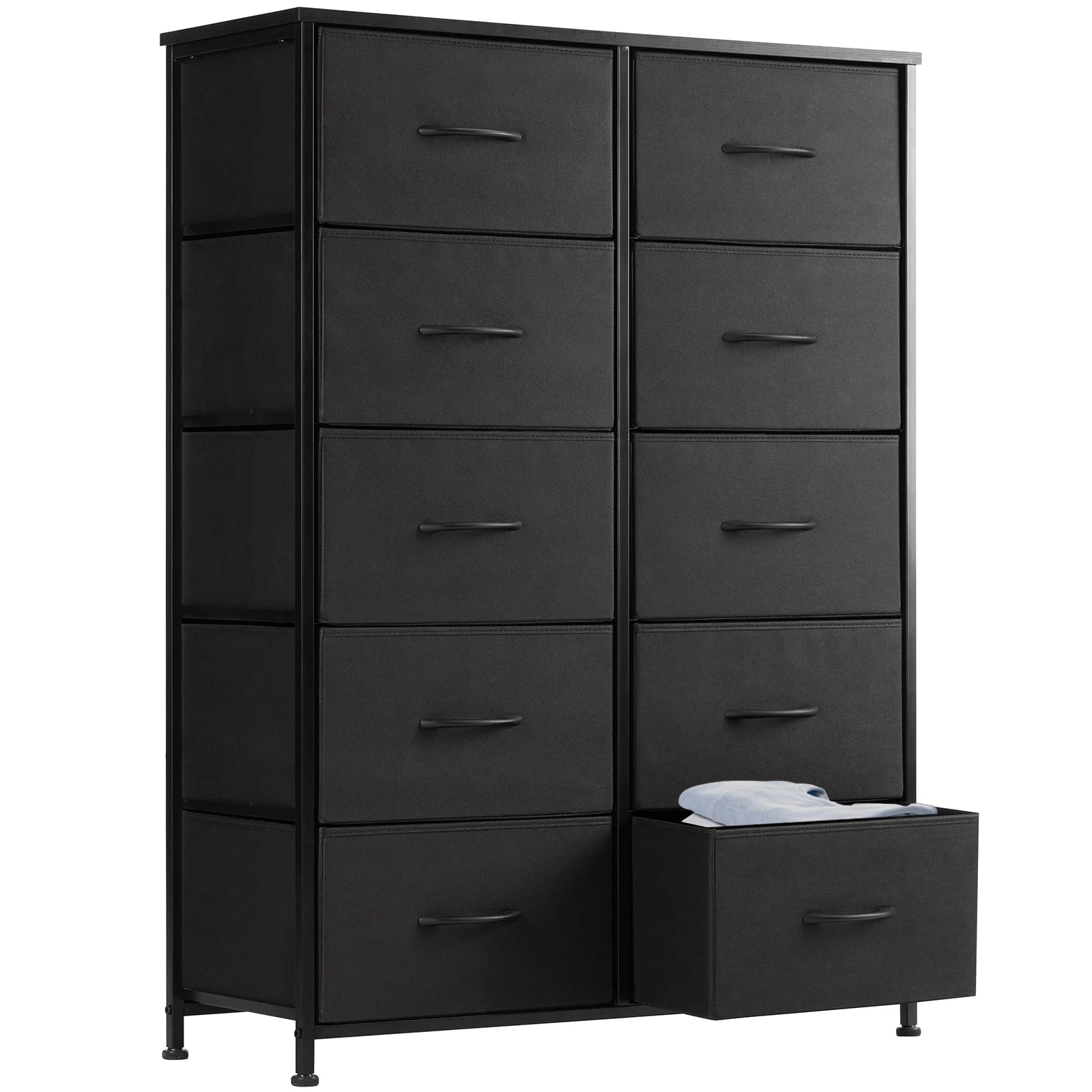 JHK Bedside Table For Bedroom With 10 Fabric Drawers