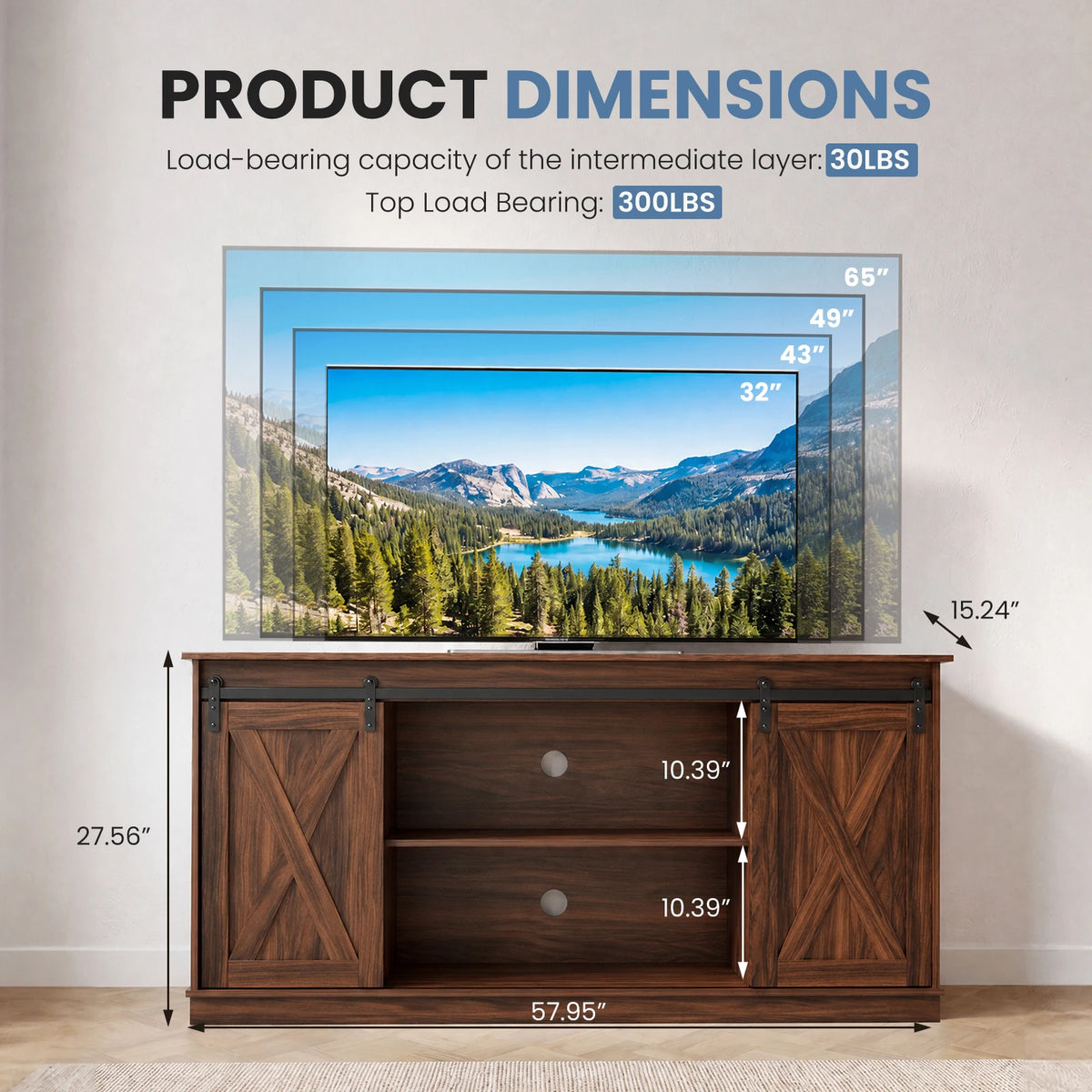 Wood Storage Shelves Cabinet For Living Room Modern Media TV Console Table TV Stand for 65 Inch Television Storage Organization Beside Nightstand Tables