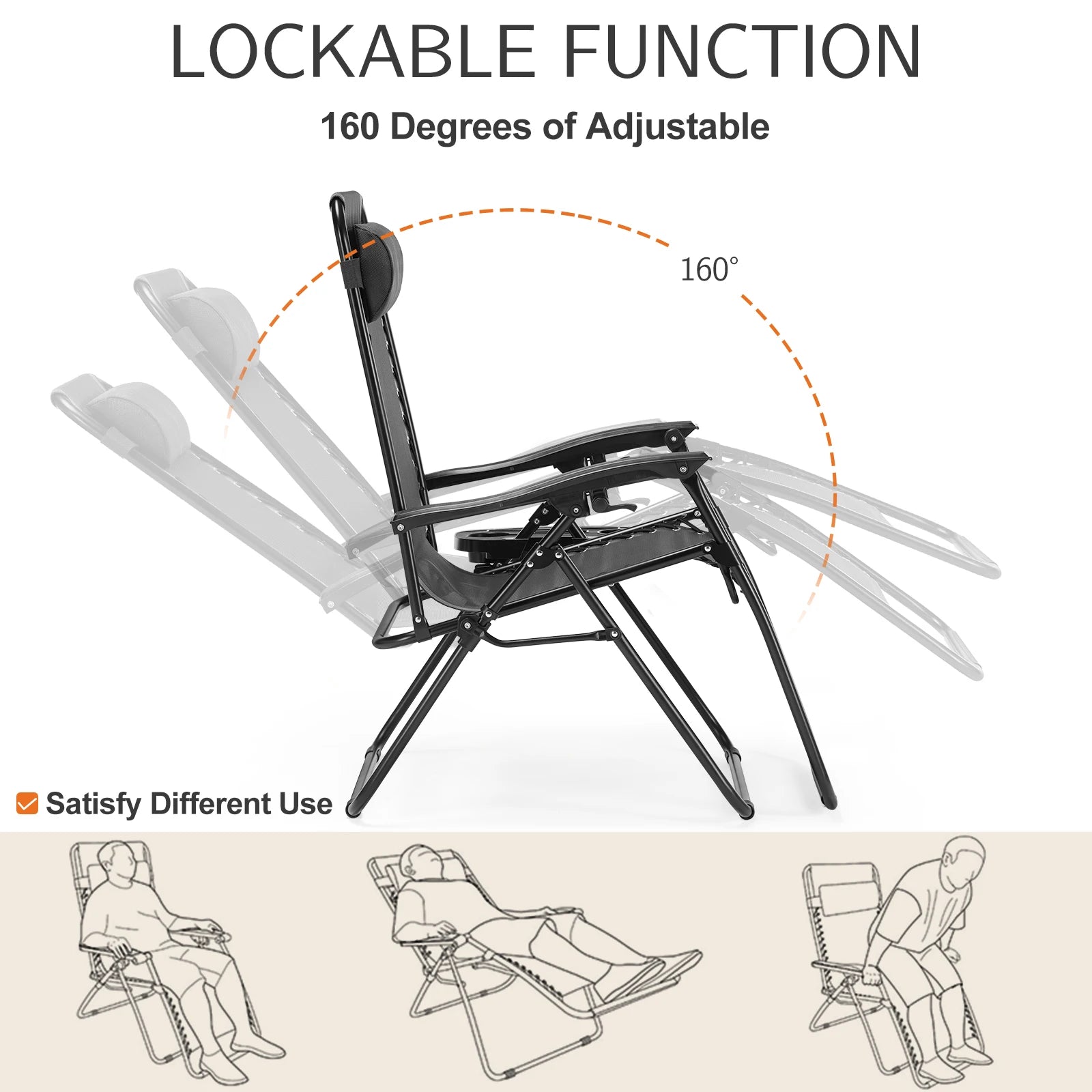 JHK Zero Gravity Portable Recliner Camping Patio Outdoor Chair(s)