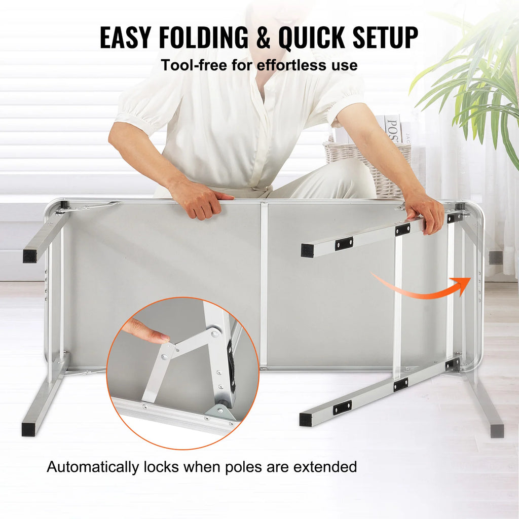 Folding Portable Bar Table Tradeshow Podium Table for Party Picnic Exhibition Include Carrying Case Storage Shelf Skirt