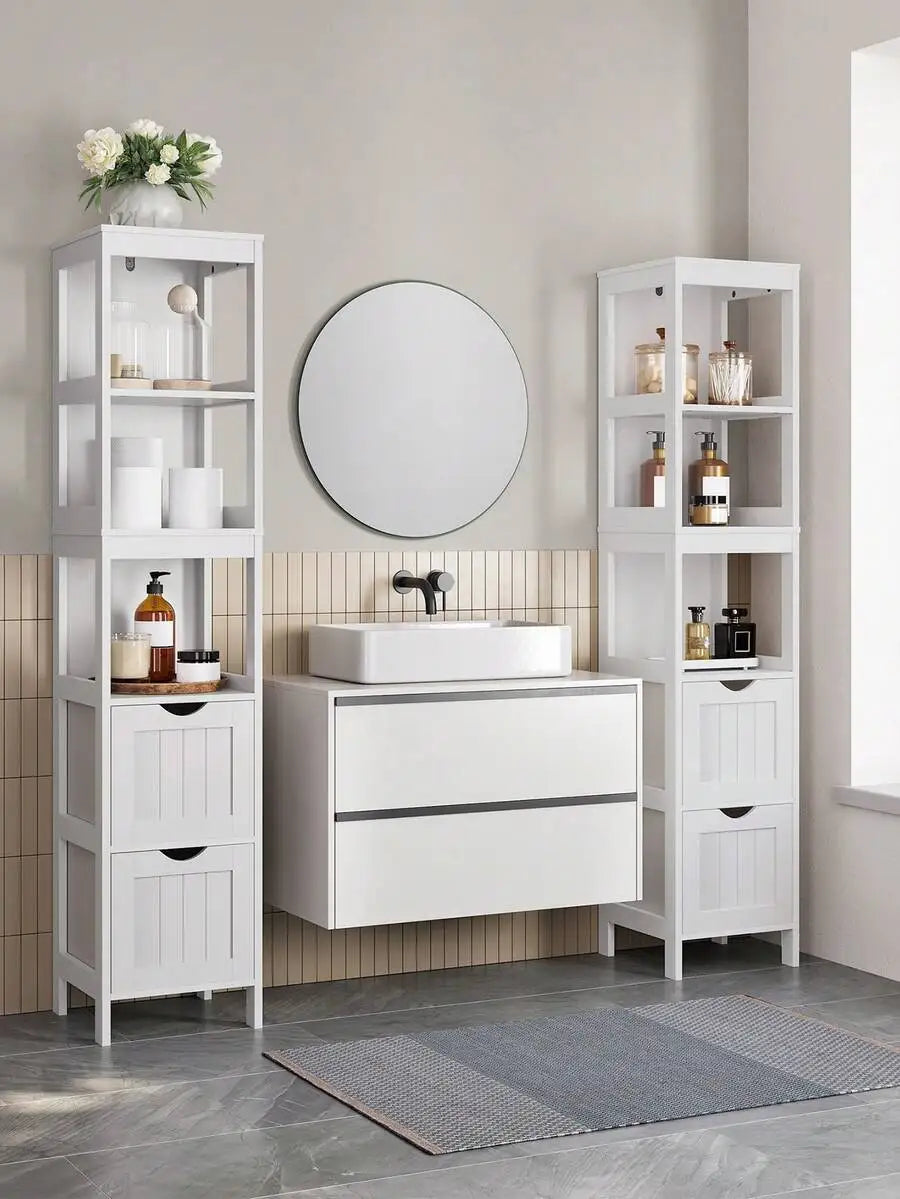 Bathroom Floor Cabinet, Bathroom Storage Organizer Rack Stand, Multifunctional Corner Unit, 2 Drawers