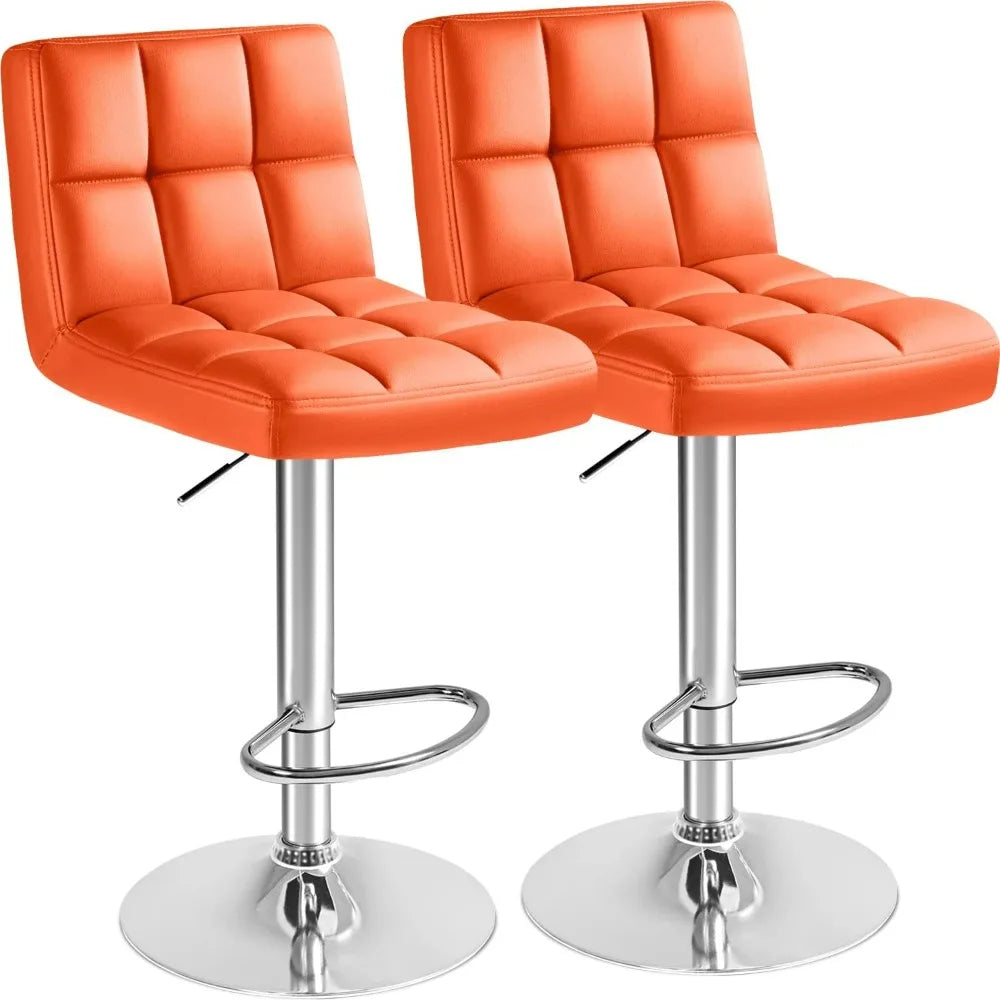 Bar Stools Modern Leather Swivel Adjustable Hydraulic Bar Stool Set of 2 (White)