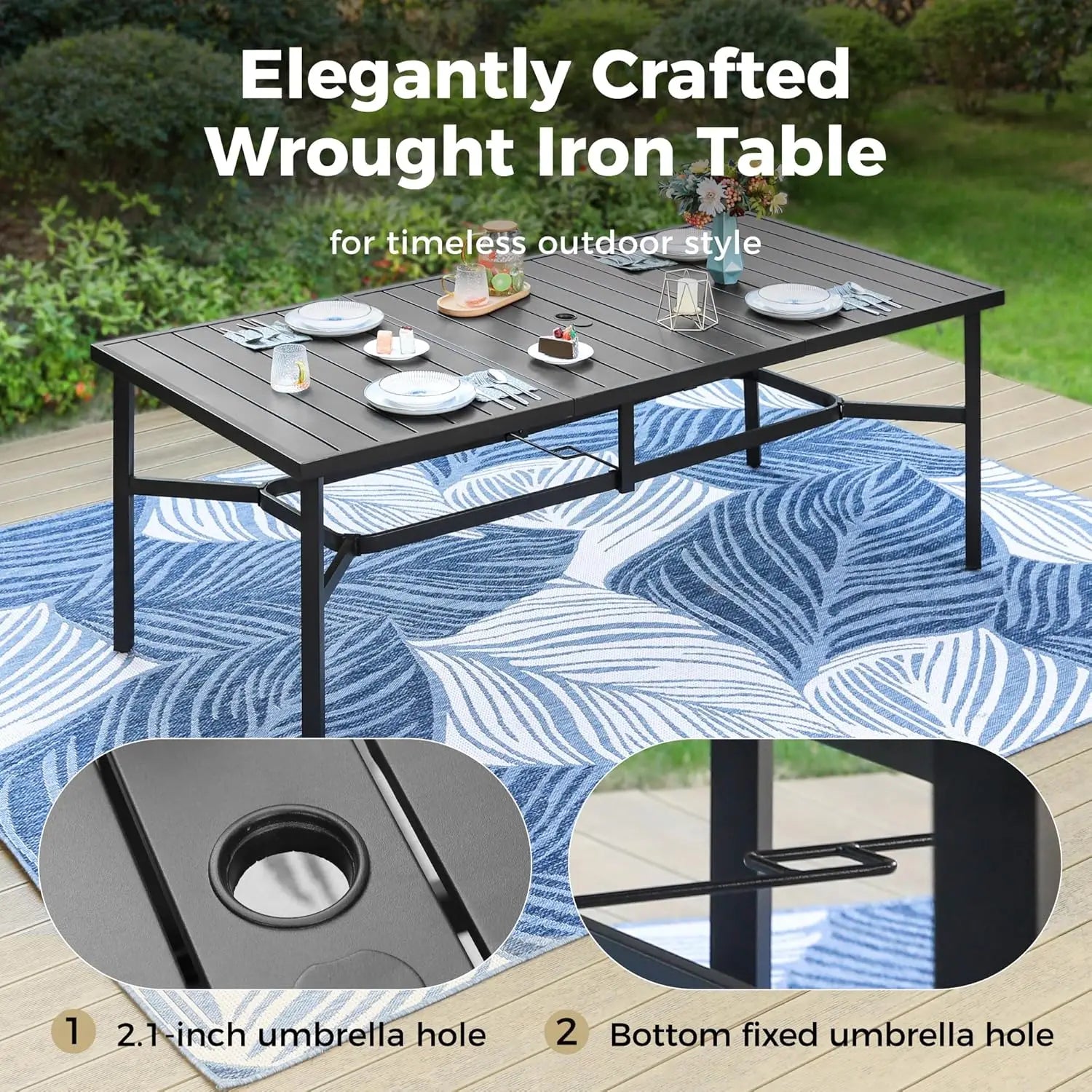 Outdoor Patio Dining Table for 8, 83" x 39"