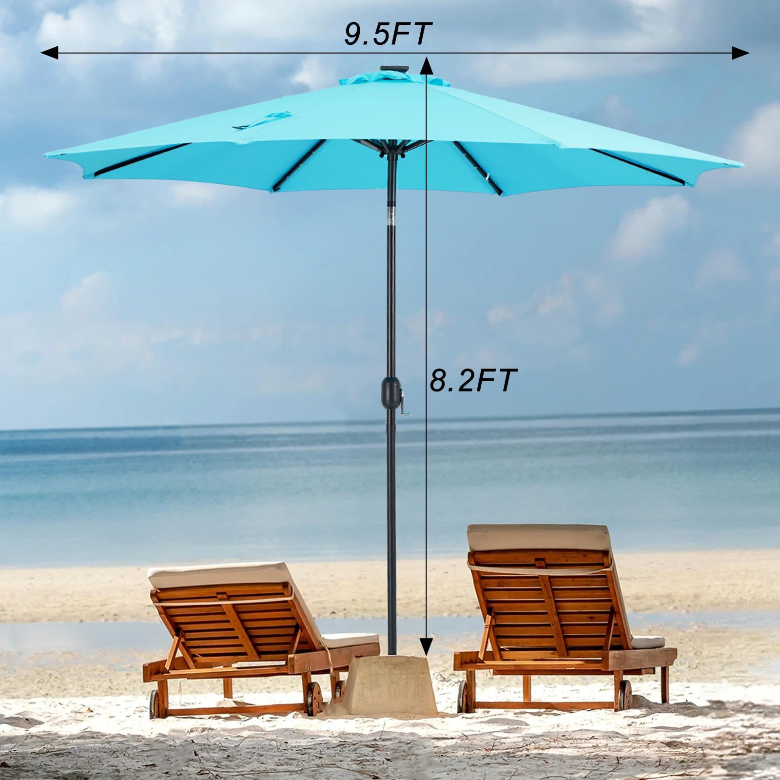 10FT Solar Patio Umbrella with 32 LED Lights