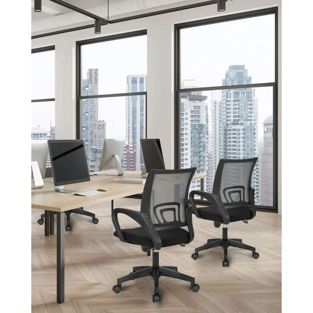 Black Mesh Gaming Office Chair Mid Back Lumbar Support