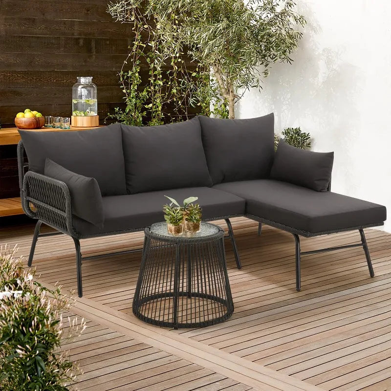 Outdoor Patio Furniture Set - Modern Boho Furniture 20" Wide Seating