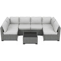 7-Piece Modular Outdoor Furniture Set, PE Rattan Wicker Sectional Modular Conversation Sofa Set