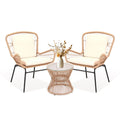 3PCS Patio Furniture Set, Outdoor PE Rattan Bistro Set With 2 Wide Cushioned Chairs & Glass Table