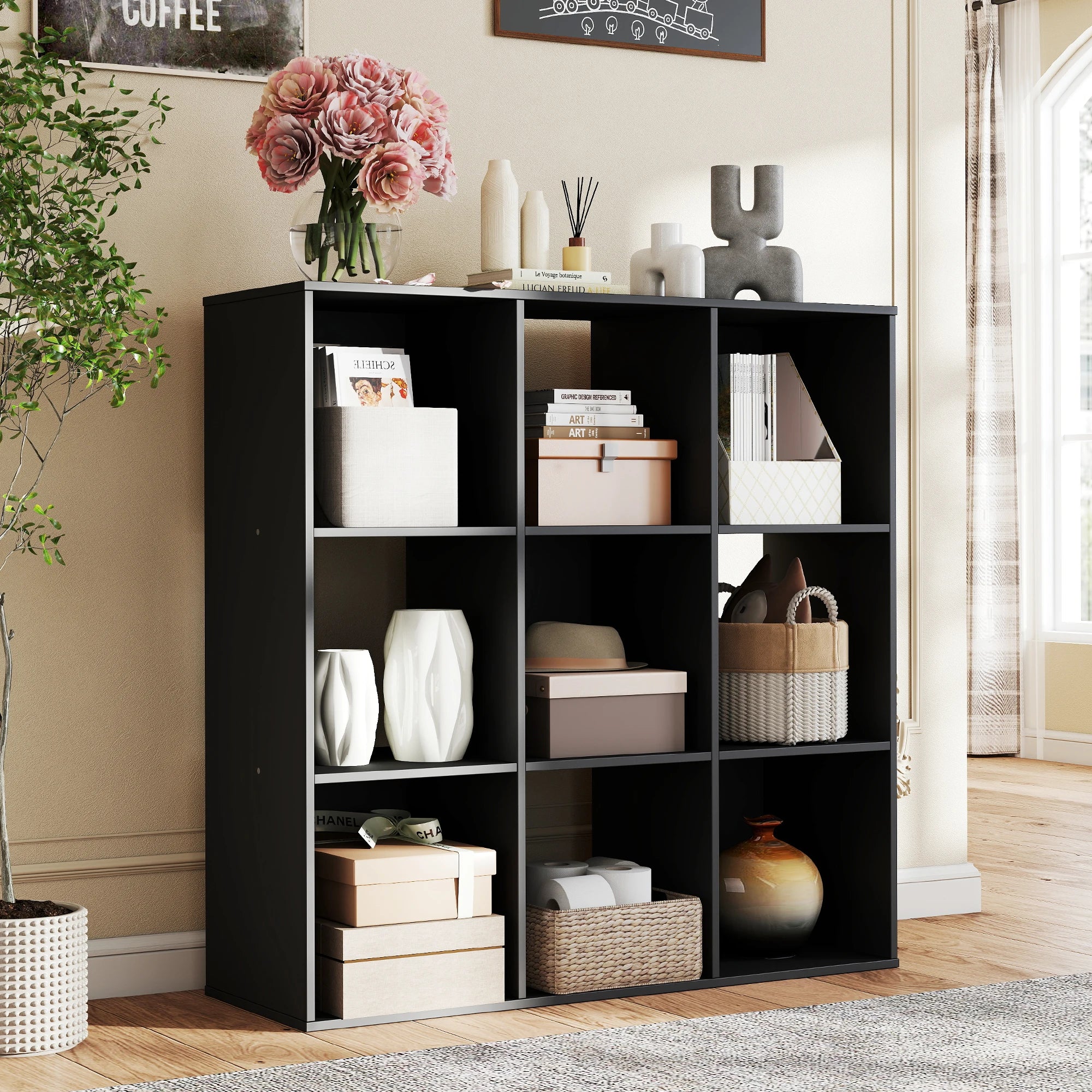 JHK 9 Cube Storage Organizer Wooden Shelf Bookcase