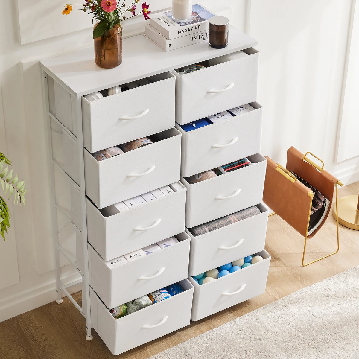 Wardrobes For Bedroom With 5/7/10 White Lover Fabric Drawers Chest Wardrobe Closet For Storage Cabinet Bedroom Of Furniture