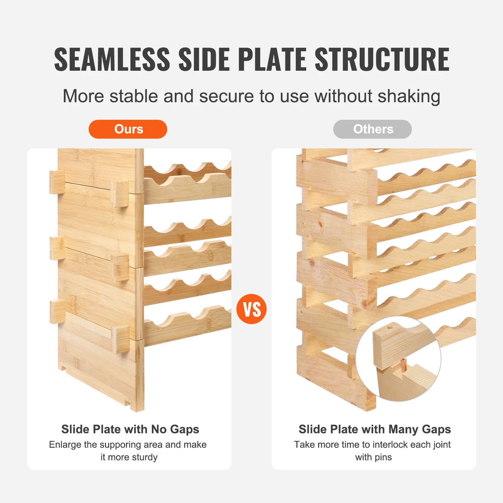 48/72 Bottle Stackable Modular Wine Rack Free Standing Wine Storage Rack Bamboo Wine Holder Display Shelves for Cellar