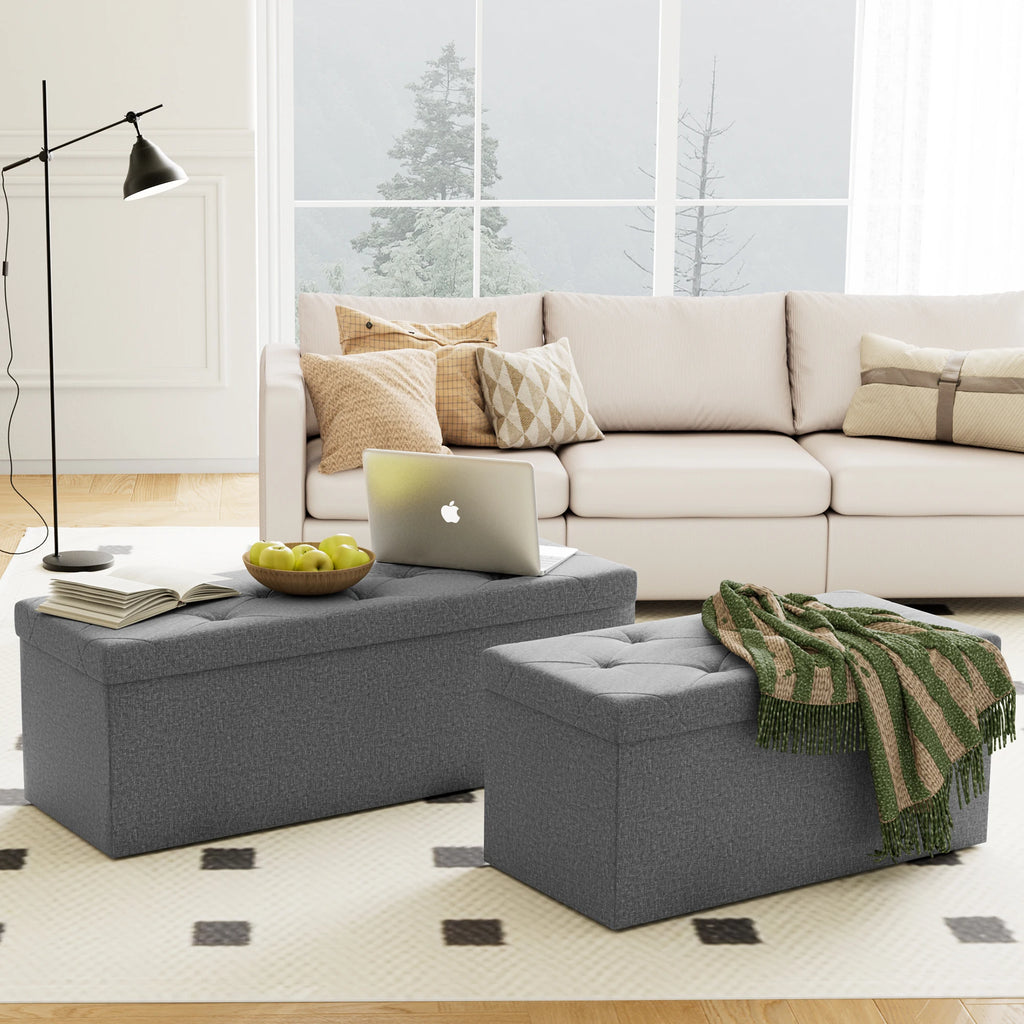 Folding Storage Ottoman Bench Hidden Storage Footstool Toy Box