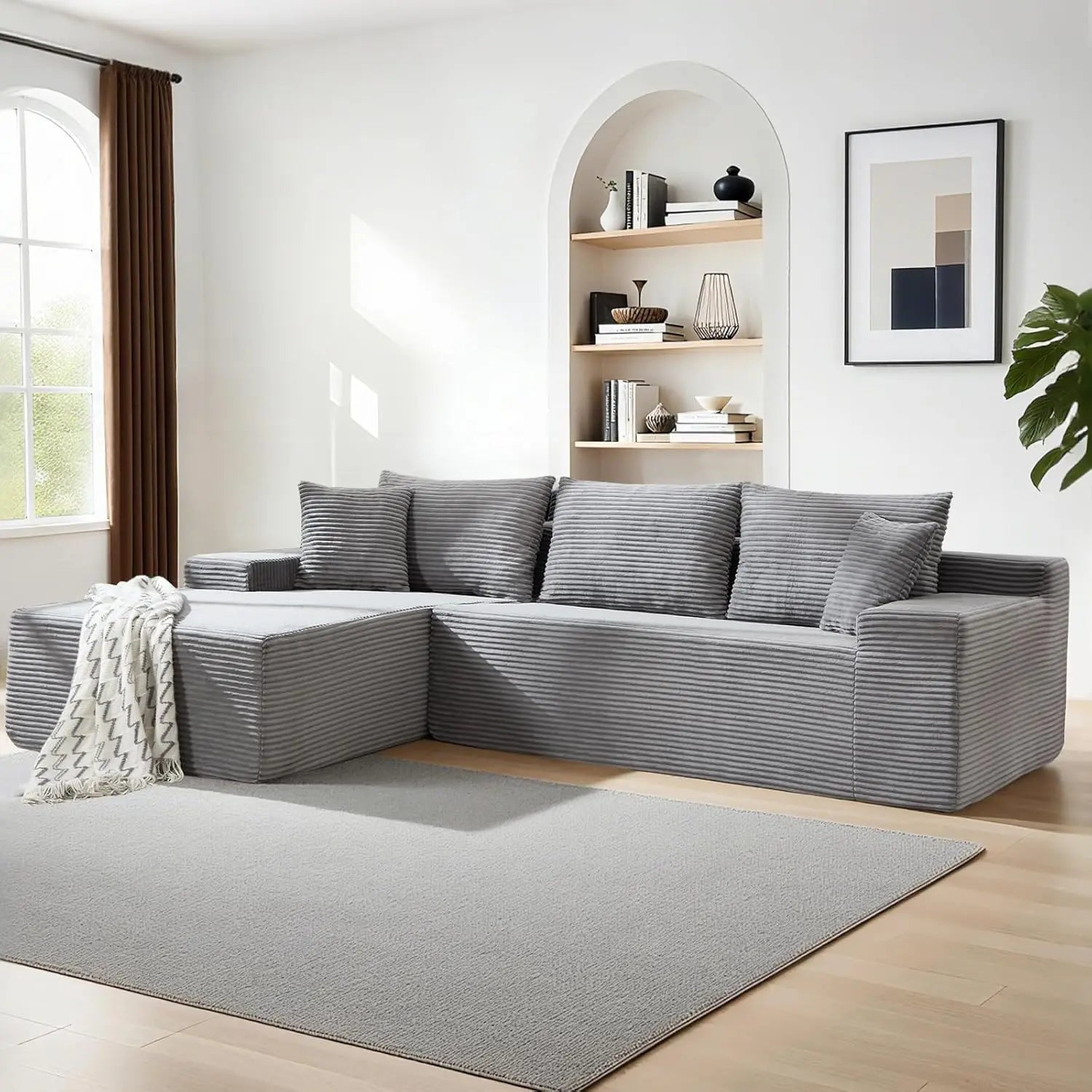 105" Cloud Modular Sectional Couch with L-Shape Chaise for Living Room, No Assembly