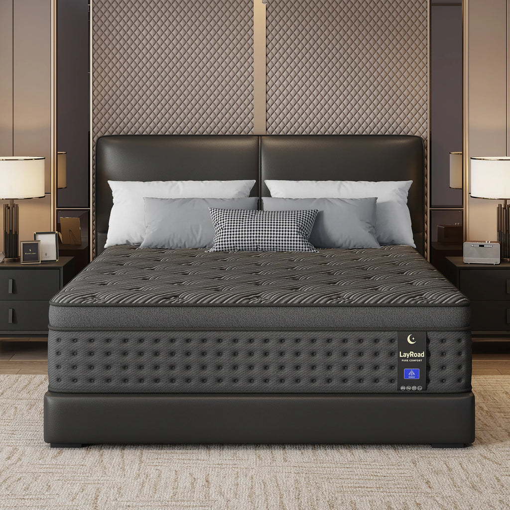 LayRoad 12/14-Inch Memory Foam Spring Mattress Single/Double/Queen/King Sizes Boxed Mattress Medium Firmness Pressure Relief