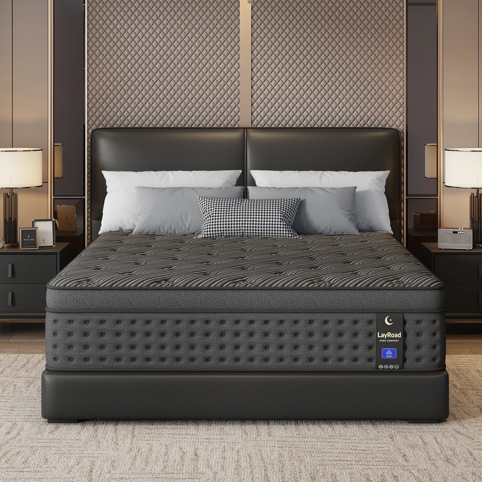 LayRoad 12/14-Inch Memory Foam Spring Mattress Single/Double/Queen/King Sizes Boxed Mattress Medium Firmness Pressure Relief