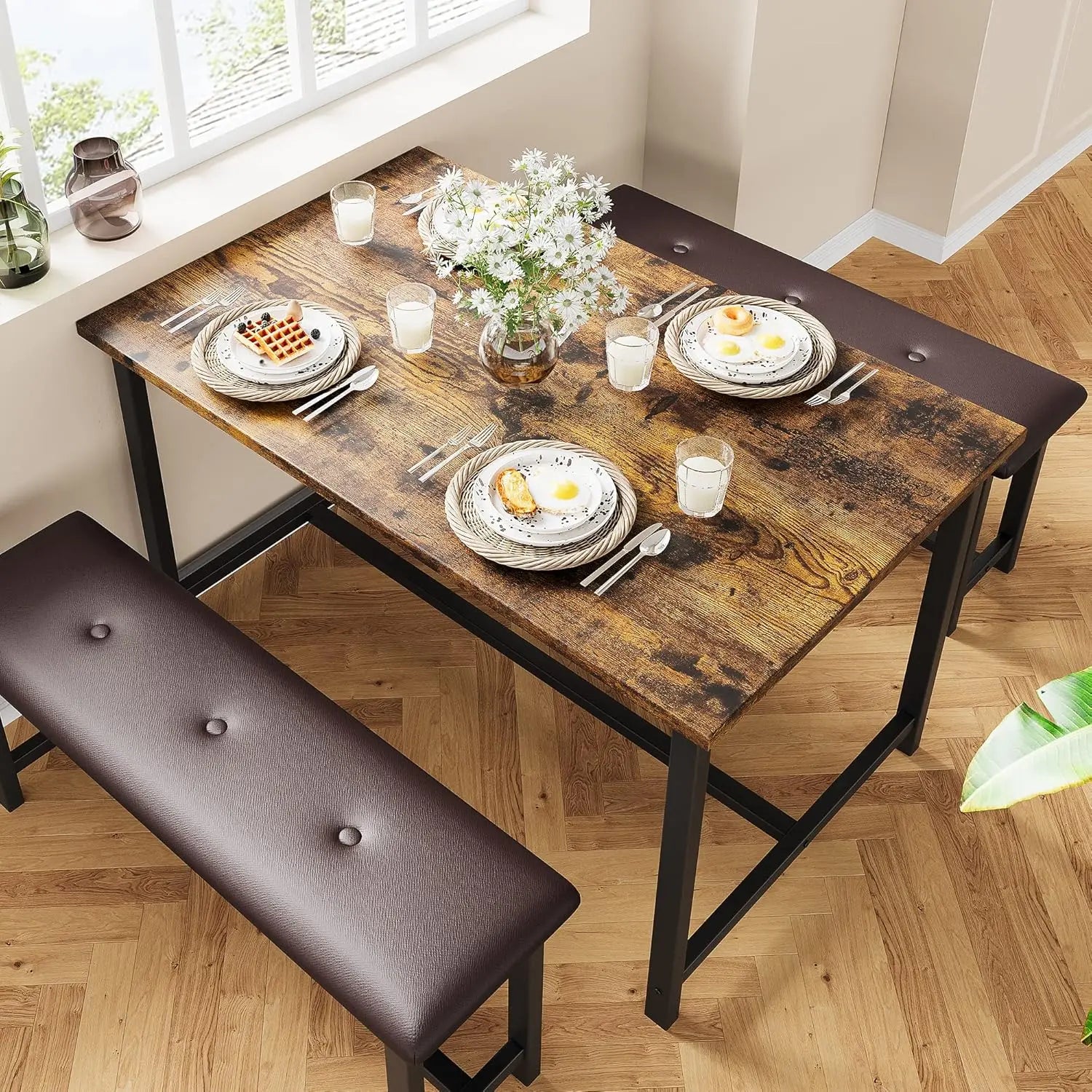 Dining Table Set for 4, Rectangular Dining Room Table Set