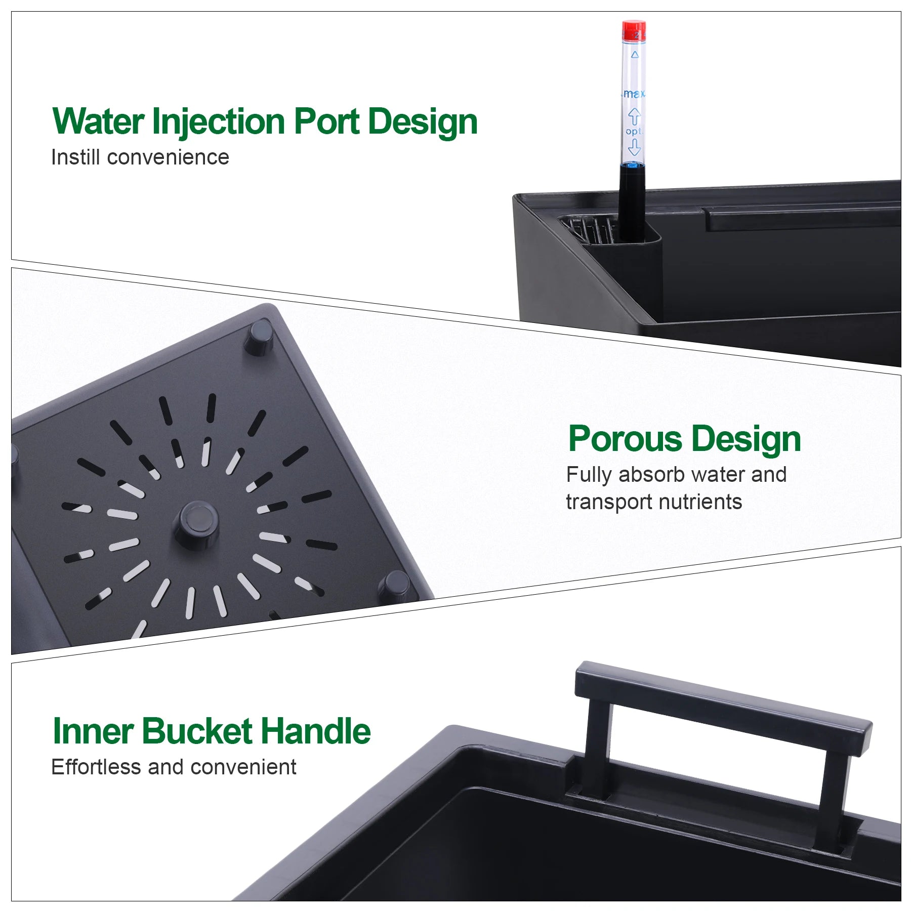 2pcs Outdoor Indoor Planter Pots, High Front Porch Planter Pots with Drainage Holes Auto Watering