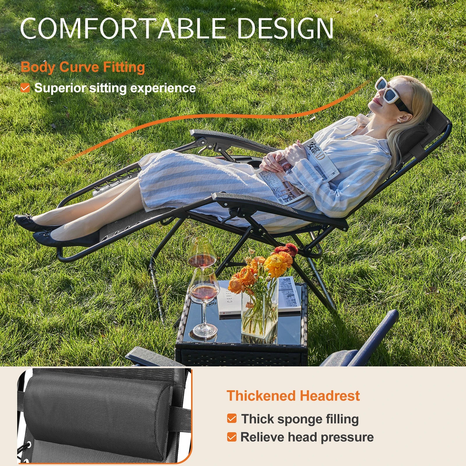 JHK Zero Gravity Portable Recliner Camping Patio Outdoor Chair(s)