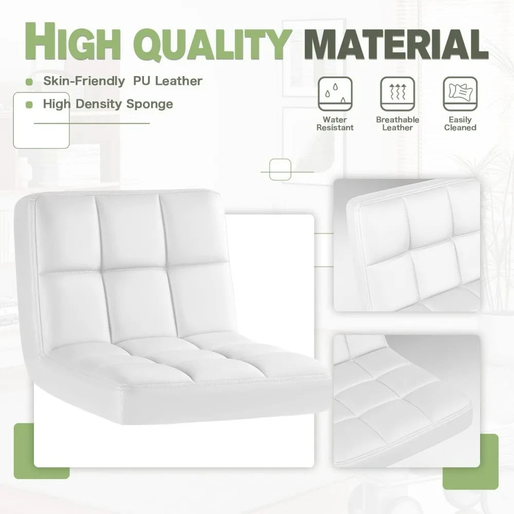 Bar Stools Modern Leather Swivel Adjustable Hydraulic Bar Stool Set of 2 (White)