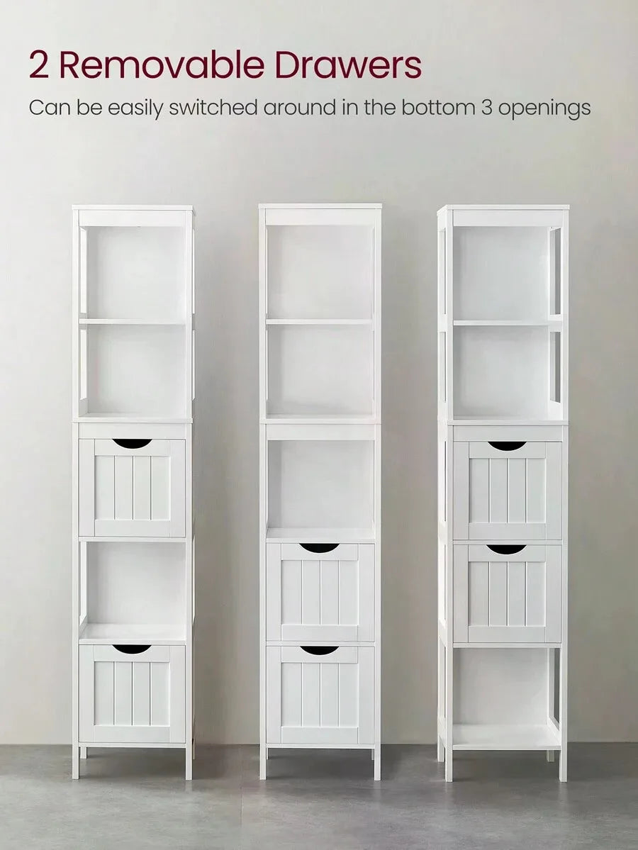 Bathroom Floor Cabinet, Bathroom Storage Organizer Rack Stand, Multifunctional Corner Unit, 2 Drawers