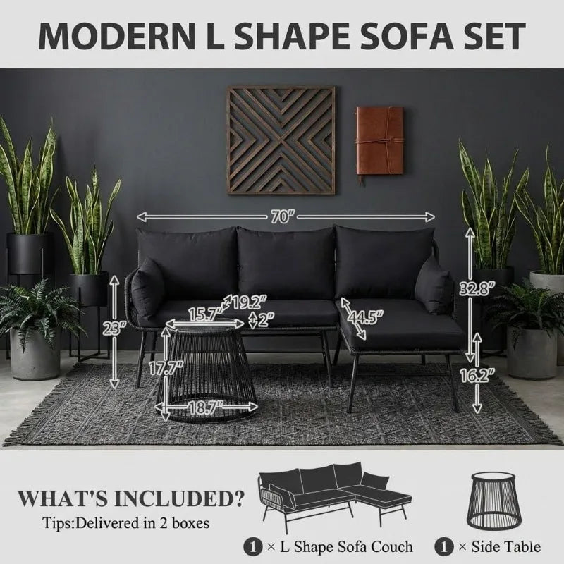 Outdoor Patio Furniture Set - Modern Boho Furniture 20" Wide Seating