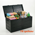 70 Gallon Outdoor Deck Storage Box, Waterproof Wood Grain Resin Patio Storage Bench
