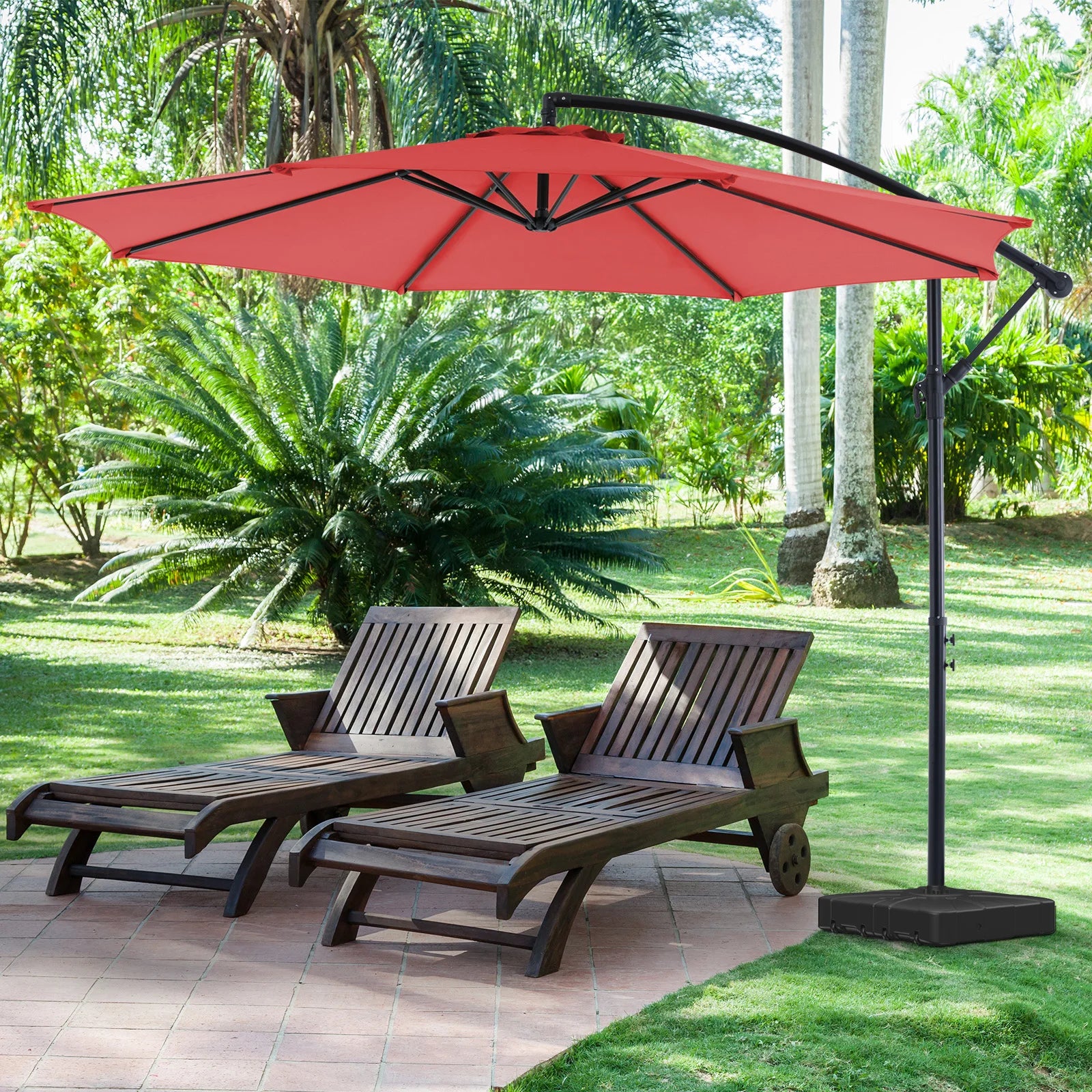 10FT Outdoor Patio Umbrella Hanging Cantilever with Easy Tilt Adjustment UV Protection