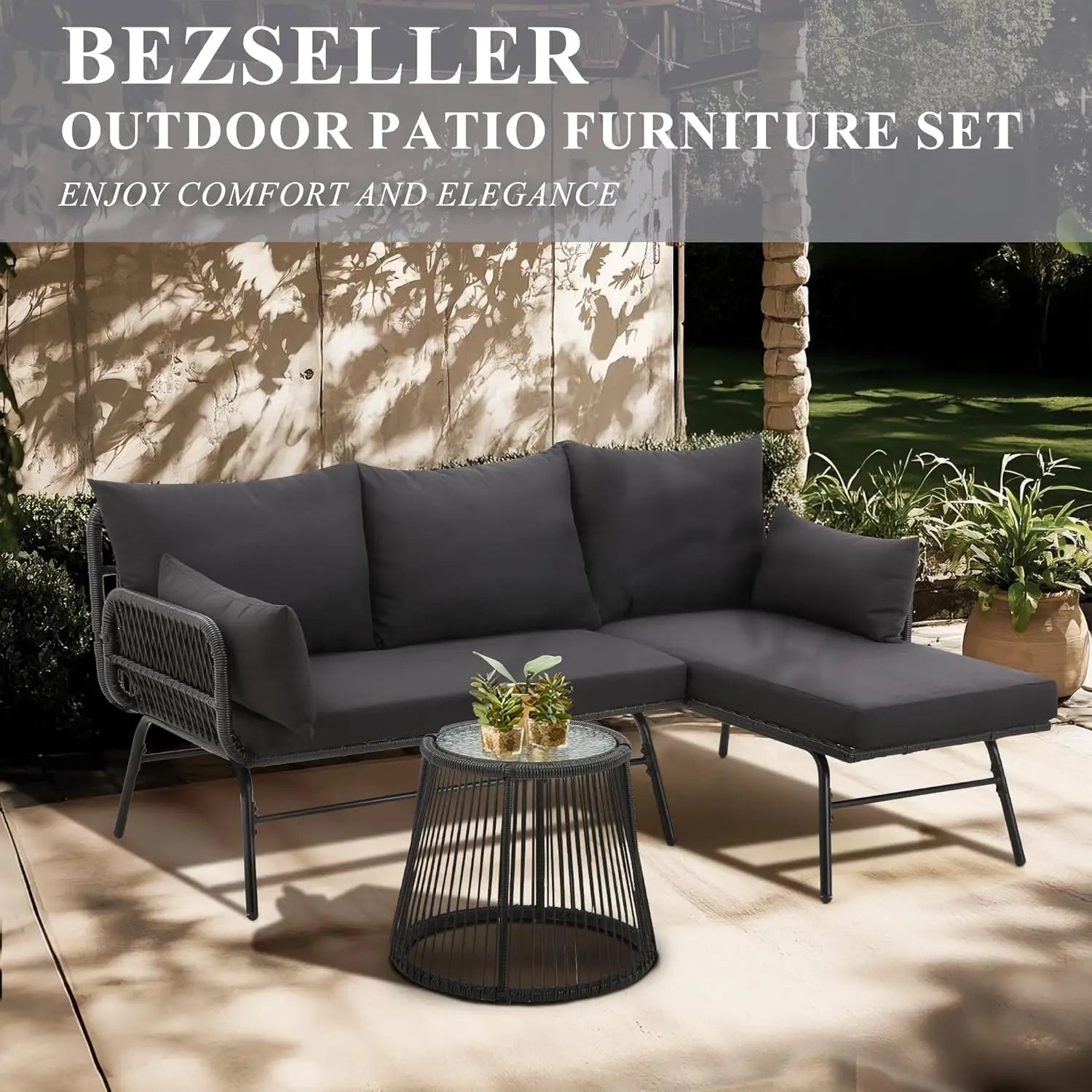 Outdoor Patio Furniture Set - Modern Boho Furniture 20" Wide Seating