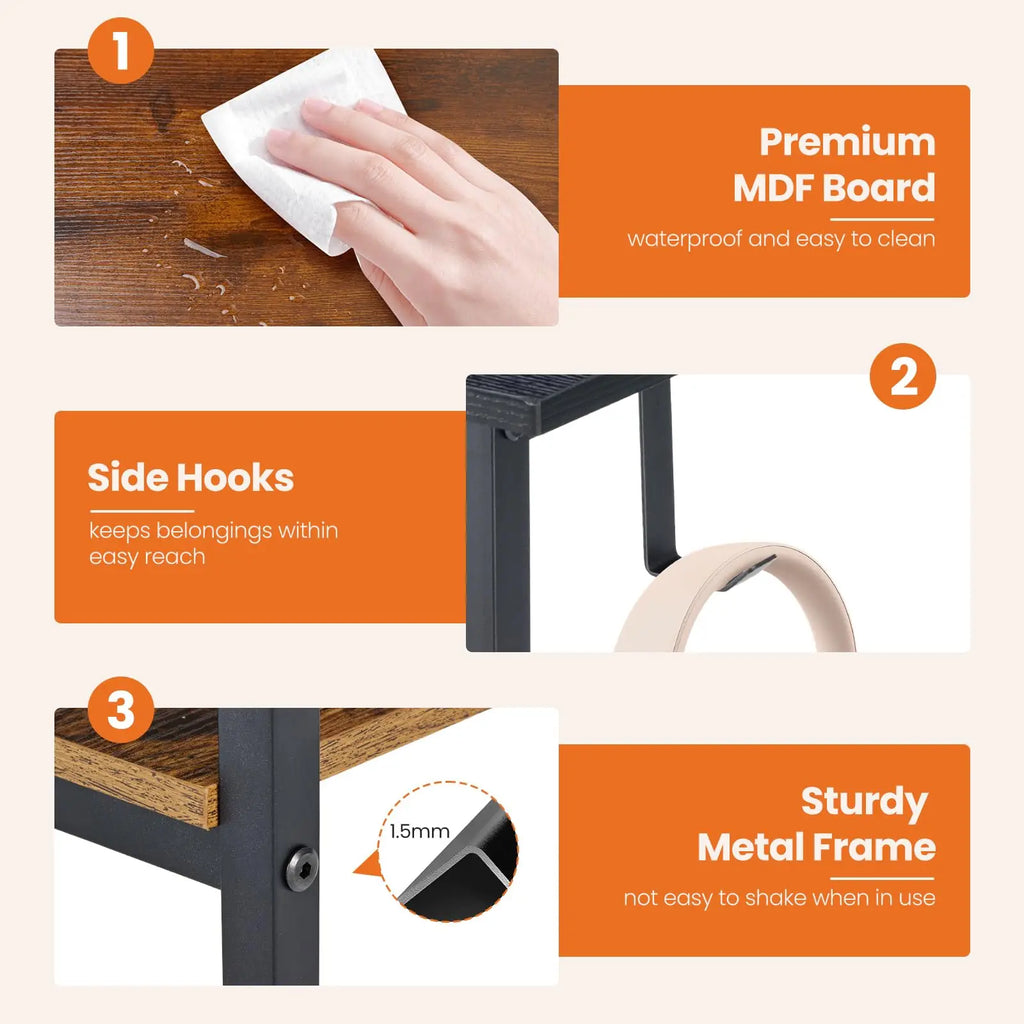 47IN Computer Desk with 2 Drawers For Study Office  Wood Table with Adjustable Position Drawers