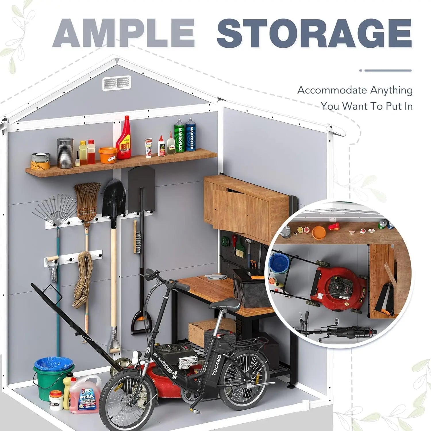 6 x 4 FT Plastic Outdoor Storage Shed with Floor, Window