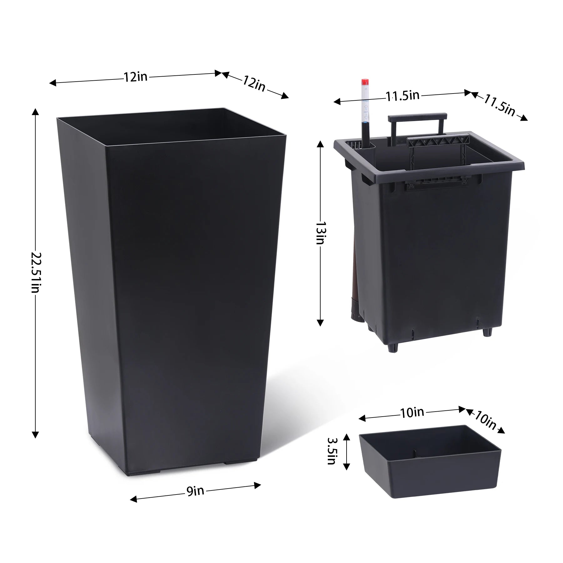 2pcs Outdoor Indoor Planter Pots, High Front Porch Planter Pots with Drainage Holes Auto Watering