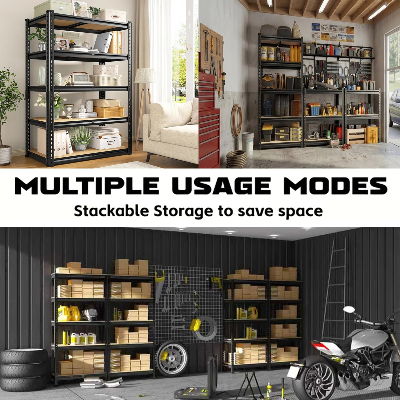 2000LBS Garage Shelving 5 Tier Storage Shelves , Adjustable Metal Shelving Unit