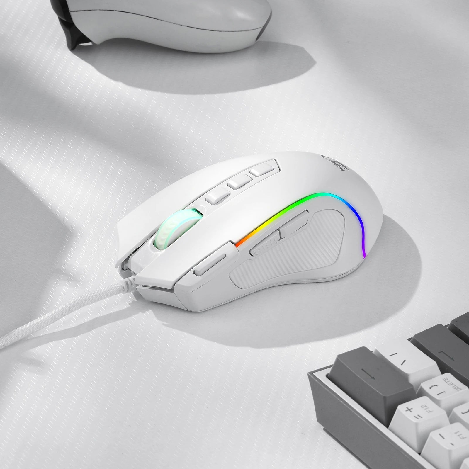 RGB Gaming Mouse 8000 DPI Wired Optical with 11 Programmable Buttons, White