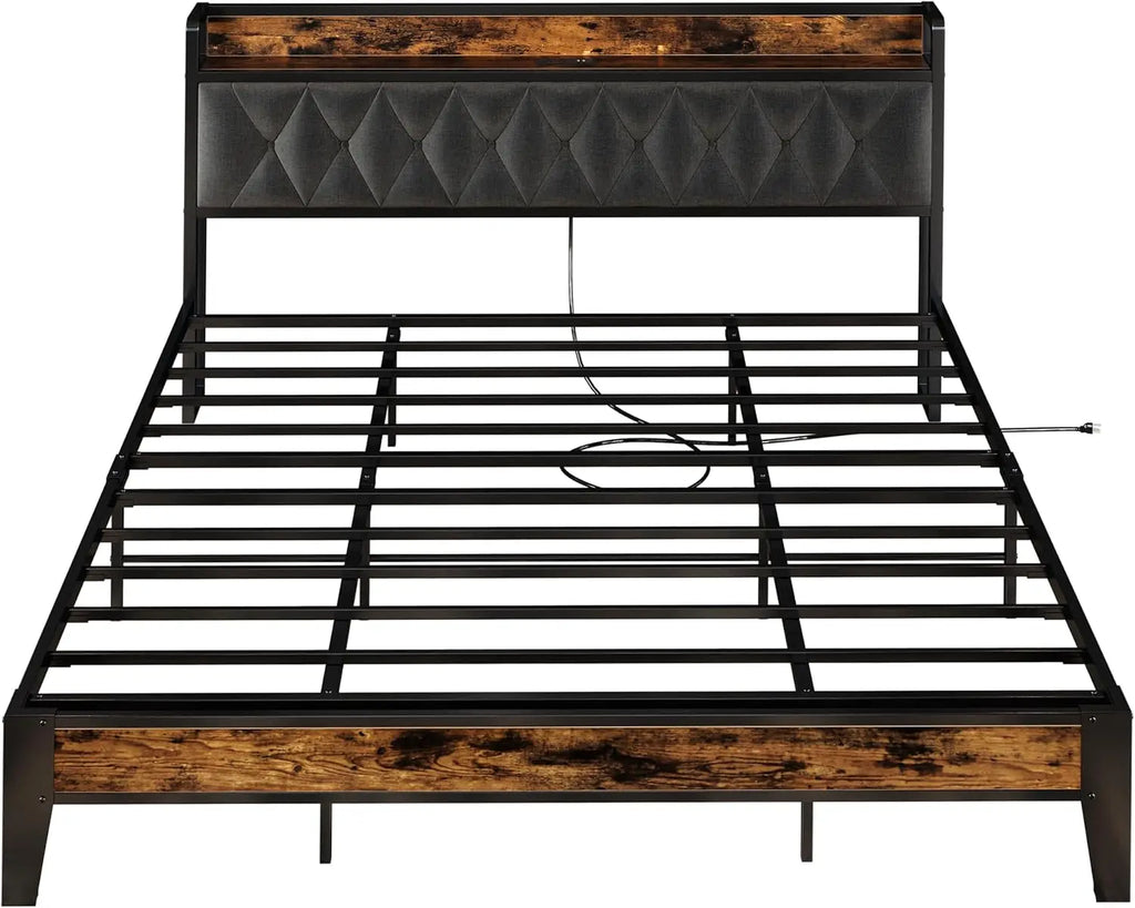 Twin/TwinXL/Full/Queen/King/CaliforniaKing Bed Frames, Storage Headboard with Outlets